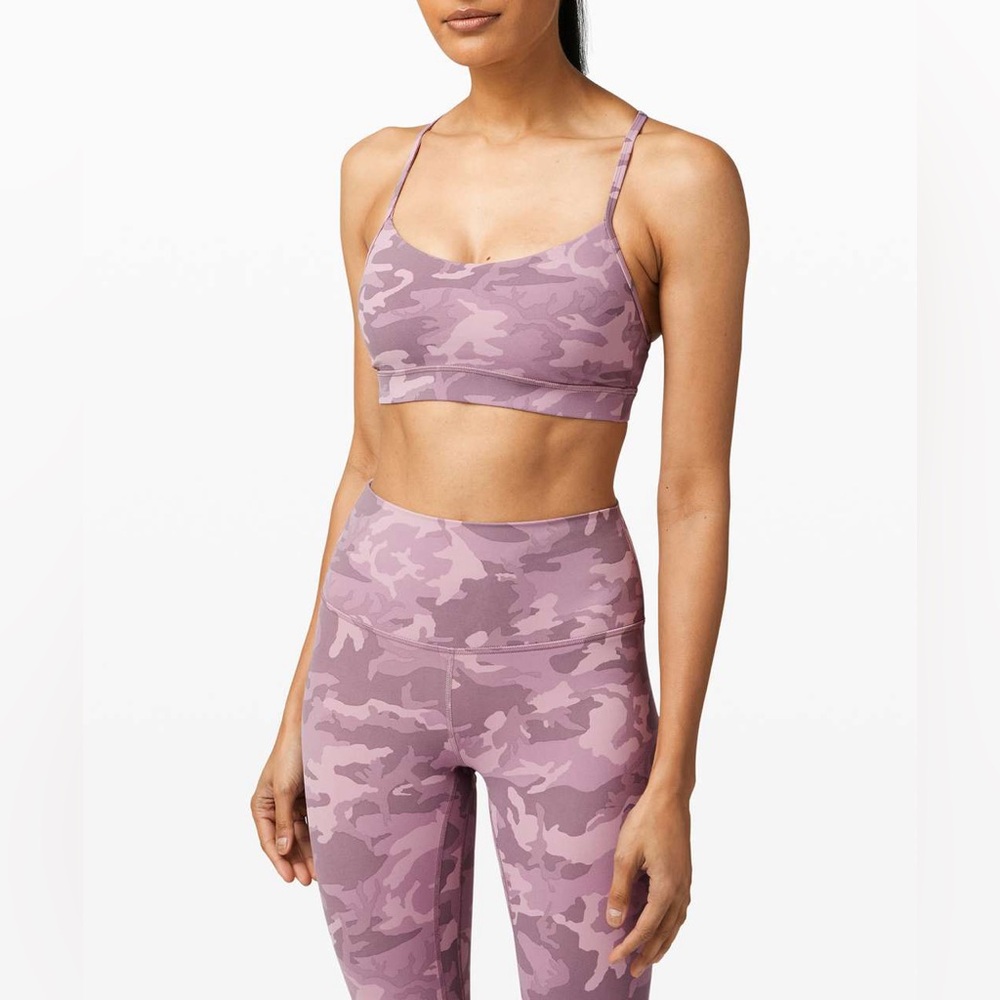 Lululemon Athletica Align Pink Camo Leggings -size 4, and Sports Bra -size 6